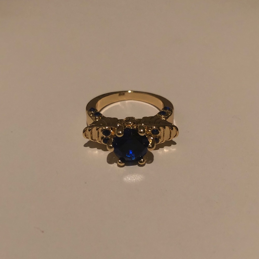 5.80/ct Sapphire Skull Gold Rhodium Plated Ring